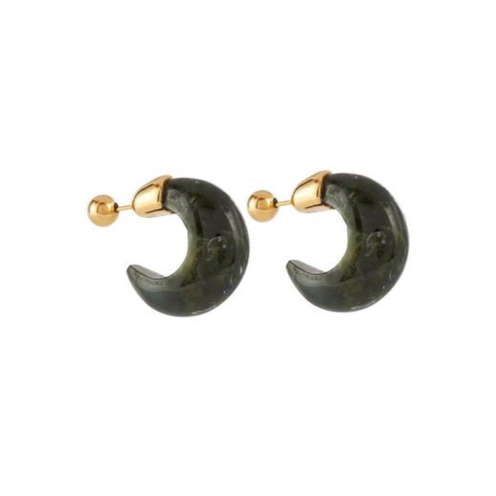 In original packaging! Sophie Buhai 18k gold vermeil and Jade hoop earrings